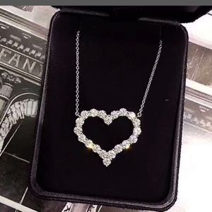 Silver Cubic Zirconia Heart Pendant Necklace